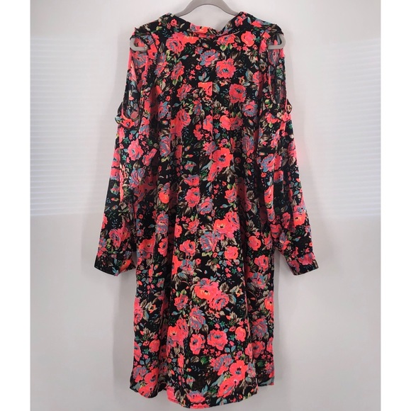 ASOS Curve Koko Neon Cold Shoulder Floral Shirt NWT - Picture 4 of 9